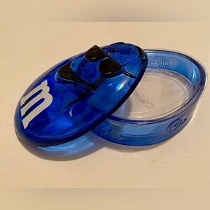Vintage 2003 Galerie Mars Blue M&M Covered Glass Candy Dish with